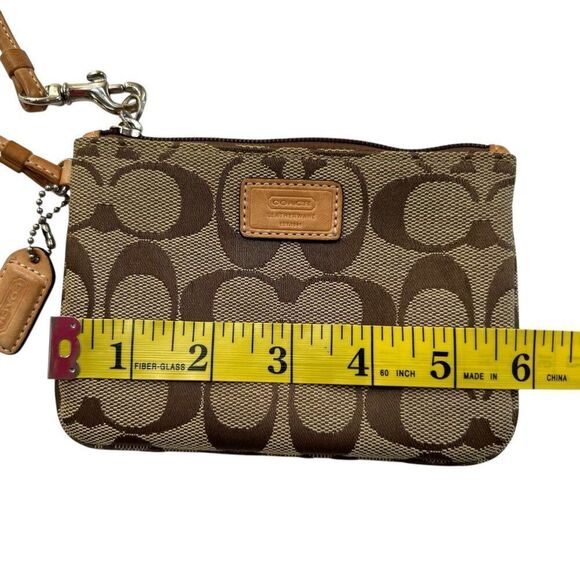 Coach Y2K Signature Brown Canvas & Leather Wristlet Pouch Bag - Picture 3 of 8